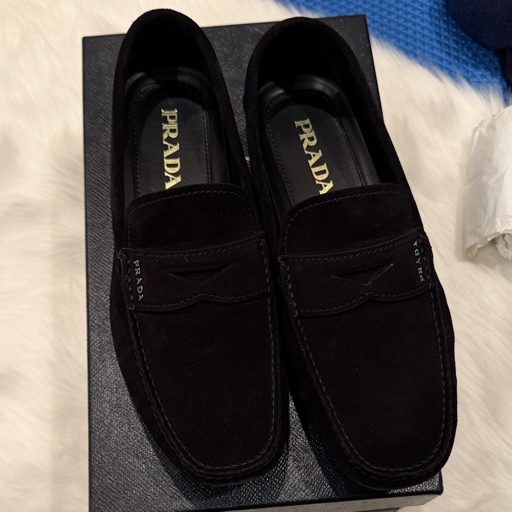 Prada Men's Elegant Black Suede Loafers